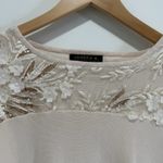 Joseph A Gold Floral Applique Sweater Gold Sequins Size XL Beige Holiday Glamour Photo 2