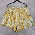 Ava & Viv  Yellow White Linen Pull Up Shorts Plus 2X Photo 0