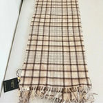Charter Club Luxury Cashmere Plaid Scarf Ivory Neutral 2-Ply Lightweight Unisex Photo 2