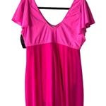 Blooming Jelly Swimsuit Dress Cover Up Flounce Sleeve V Neck Hot Pink Plus Size XXL Photo 2