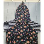 LuLaRoe  Amber Floral Hoodie Black White Striped Raglan Sleeves Medium Photo 3