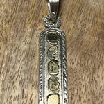 Sterling Silver Vintage Long Egyptian Mexico Symbols 925  Pendant Photo 2