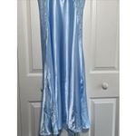 Avon Womens XL Blue Lace Silk Dress Lingerie Chemise Long Satin Nightgown Lace Photo 3