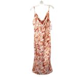 Tsher Floral Satin Midi Slip Dress New Pink Size L Photo 1