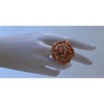 Vintage Gold Tone Coral Pink Peach Lucite Cabochon Ring stones Women’s Sz 8” Photo 3