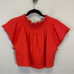 Apiece Apart  Orange Off The‎ Shoulder Gauzy Smocked Crop Blouse Size 4 Photo 3