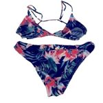 Cupshe TRIANGLE FLORAL BLUE GREEN BIKINI SWIMSUIT XXL Photo 1