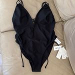 Milly CABANA Solid Carvico Vita Deep V One Piece Black. MSRP $295. Size M Photo 5