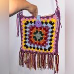 Handmade Handcrafted Granny Square Crochet Fringe Bag Photo 0