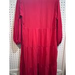 Loft Red Dress Petite Tiered Mini Casual Long Sleeve V Neck Photo 6