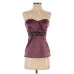 Studio Y Vintage Dark Maroon Burgundy & Black Satin Strapless Bustier Beaded Tube-Top Blouse Photo 6