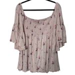 Free People  Lana Off The Shoulder Smocked Tunic Top Cloud Berry Pink Size Medium Photo 3