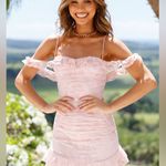 Hello Molly 🎀NWT Hello Monday Monday to Sunday Lace Off Shoulder Mini Dress in Blush Sz 8/L Photo 0