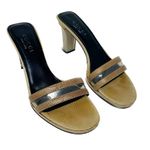 Gucci Y2K vintage Karung PVC Block Heel Neutral Slide Sandals tan size 7.5 Photo 9