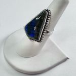 BLUE Fire Labradorite Genuine Stone 925 Sterling Silver Ring Photo 2