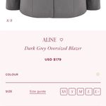 House Of CB  'Aline'‎ Dark Grey Oversized Blazer NWOT size L. $179 Photo 14