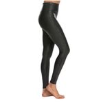 Spanx  Faux Leather Leggings XL Black Wide Waist Tummy Shaping Sporty Feminine Photo 2