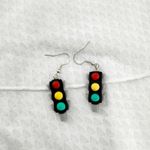 Stoplight Earrings, Novelty Earrings, Traffic Light Earrings, Stoplight Jewelry Gray Photo 1