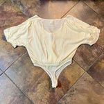 Free People Intimately Ruched Short Sleeve Cream Bodysuit Small Photo 6