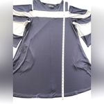 Nina Leonard  Women’s Ity Navy Blue White Stripe‎ Cold Shoulder Dress Size L Photo 3