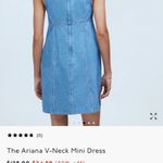Madewell Ariana V-Neck Mini Denim Dress Cottage Boho Size M Photo 3