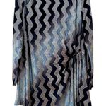 ZOZO DRESS SIZE XL, SILVER AND BLACK SHIMMER, gathered to side, Zig Zag Pattern Photo 0