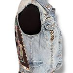 Custom Made Battle Vest Def Leopard 170 Studs Patches Rock Metal Denim Jacket M Blue Size M Photo 2