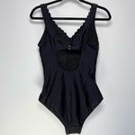 Kona Sol  Black One Piece Scalloped Swimsuit Full Coverage Summer Vacation Photo 5