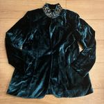 Soft Surroundings  Teal Green Velvet One Button Embellished Blazer Size M Photo 1