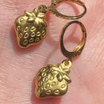 Handmade funky fairy Kawaii y2k retro gold tone strawberry fully stainless steel earrings 🍓 Photo 3