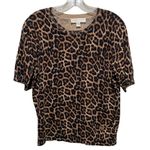 Michael Michael Kors Leopard Print Short Sleeve Sweater Brown Women’s Size XL Photo 1