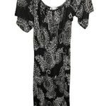 Lascana Dress Womens Small Black White Paisley Short Sleeve Maxi Off Shoulder Photo 0