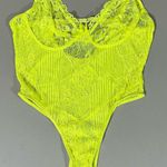 Lime Green Yellow Neon Floral Lace Underwire Teddy Onesie Playsuit Lingerie Bodysuit Size S 💚 Photo 0