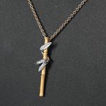 Carerra y Carerra 18k Yellow Gold & Diamond Tao Bamboo Stick Pendant Necklace Photo 3