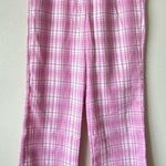 Princess Polly NWOT  Women’s 6 Plaid Pants Pink White Straight Leg Trousers Soft Photo 1