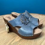 Spring Step NWT  Blue Leather Sunburst Wedge Bohemian Sandal Size 38/Women’s 7.5 Photo 0