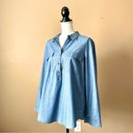 Old Navy | Blue Chambray Roll Tab Top Sz L Photo 3