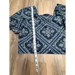 Loft  Navy Puff Sleeve Smocked Cotton Crop Top Floral Size M Photo 8
