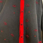 Dog Puppy Novelty Print Red Black Crochet Knit Cardigan Sweater Sz Large Vintage Photo 7