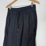 Athleta  Retreat Linen High Rise Wide Leg Pants Black Small Petite Photo 6