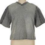 ZARA Grey Blue Denim Cropped Top Bloggers Favorite Women’s Size XL Photo 6