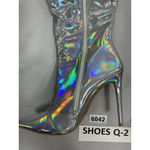 Cape Robbin Womans Cape Robin Pullon Stiletto Thigh High Boots 8.5 Silver Pointed Toe Photo 2