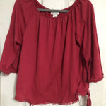 Linda Leal new‎ 3/4 sleeve detail fringe faux tie side’s women’s medium NWT boho Pink Photo 0