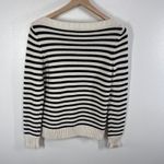 Talbots  Women's Striped Cotton Sweater Large Large Navy Blue White Long‎ Sleeve Photo 2