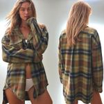 Free People Grunge 90s Flannel Plaid Izzie Cargo Shirt Jacket Shacket Medium Photo 8