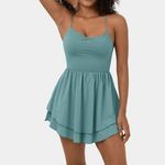 Halara Breezeful Crisscross Lace Up Ruffle Hem Flowy Mini Quick Dry Dress Blue S Photo 4