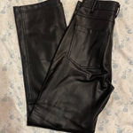 ZARA  Black Leather Straight Leg Pants  Photo 0