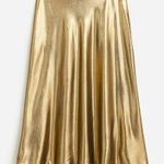 J.Crew NWT Gwyneth Slip Skirt – Gold Lamé Midi Bias Cut Satin Look, Size XS Photo 0