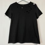 Women’s Casual Cut Out Detail Short Sleeve Tee Black NWOT Photo 0
