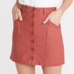 Marine layer  Avery Mini Button Up Skirt, Brick Red/Salmon Photo 1